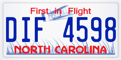 NC license plate DIF4598