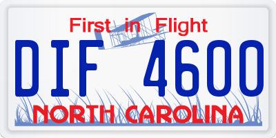 NC license plate DIF4600