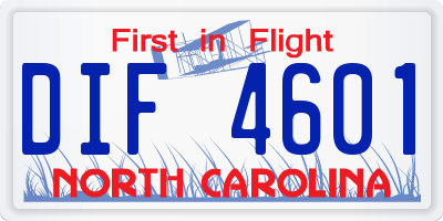 NC license plate DIF4601