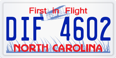 NC license plate DIF4602
