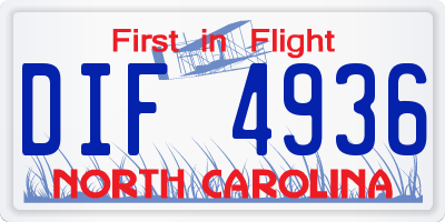 NC license plate DIF4936