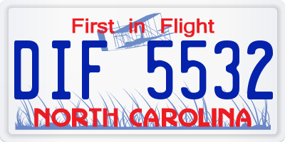 NC license plate DIF5532