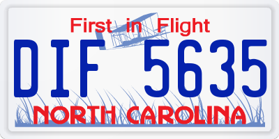NC license plate DIF5635