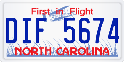 NC license plate DIF5674
