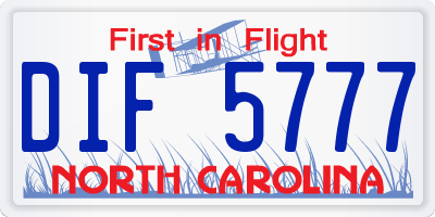 NC license plate DIF5777