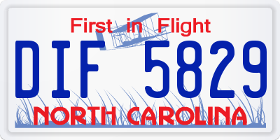 NC license plate DIF5829