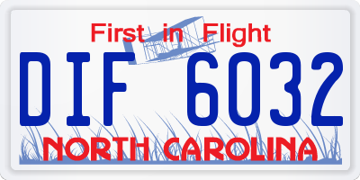 NC license plate DIF6032