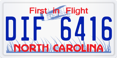 NC license plate DIF6416