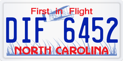 NC license plate DIF6452