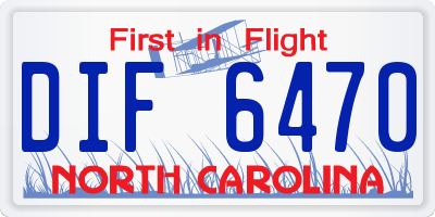 NC license plate DIF6470
