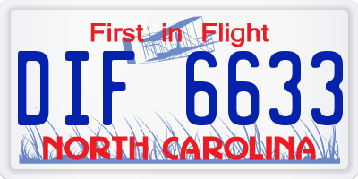 NC license plate DIF6633