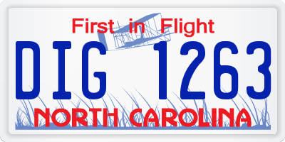 NC license plate DIG1263
