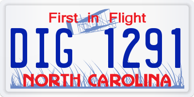 NC license plate DIG1291