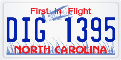 NC license plate DIG1395