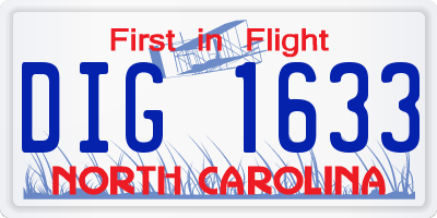 NC license plate DIG1633