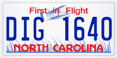 NC license plate DIG1640