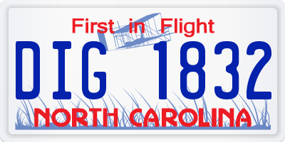 NC license plate DIG1832