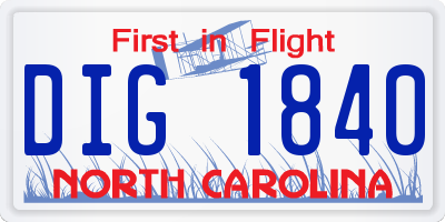 NC license plate DIG1840