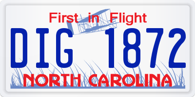 NC license plate DIG1872