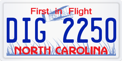 NC license plate DIG2250