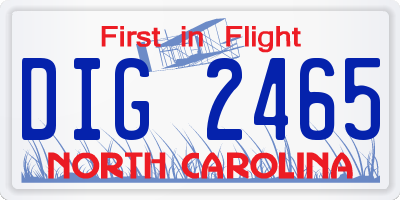 NC license plate DIG2465