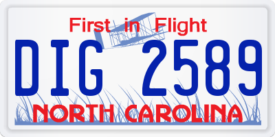 NC license plate DIG2589