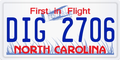 NC license plate DIG2706