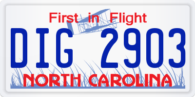 NC license plate DIG2903