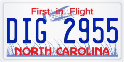 NC license plate DIG2955