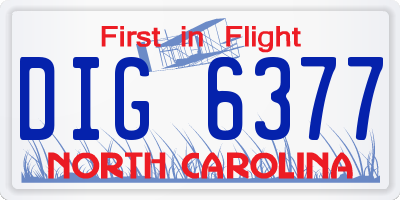 NC license plate DIG6377