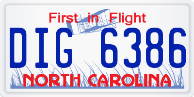 NC license plate DIG6386
