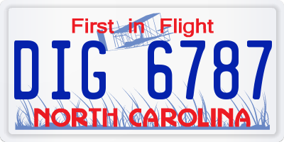 NC license plate DIG6787