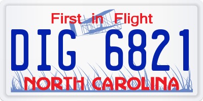 NC license plate DIG6821