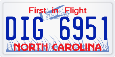 NC license plate DIG6951