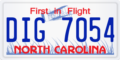 NC license plate DIG7054