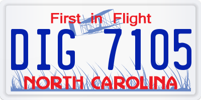 NC license plate DIG7105
