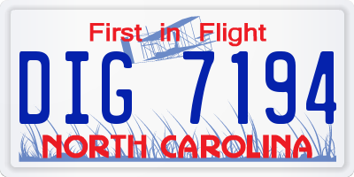 NC license plate DIG7194