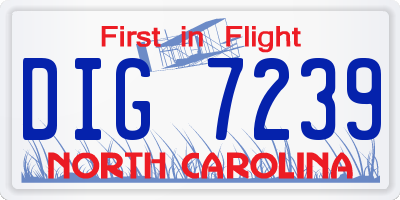 NC license plate DIG7239