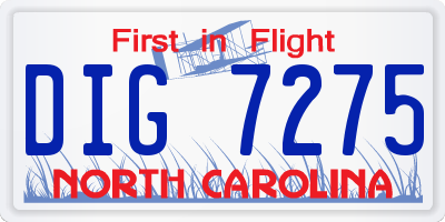 NC license plate DIG7275