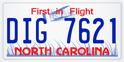 NC license plate DIG7621