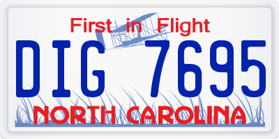 NC license plate DIG7695