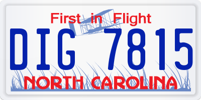 NC license plate DIG7815