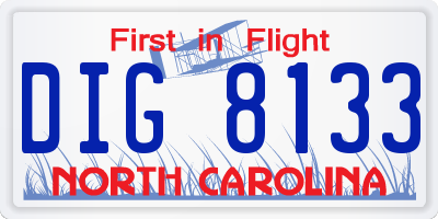 NC license plate DIG8133