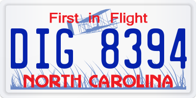 NC license plate DIG8394
