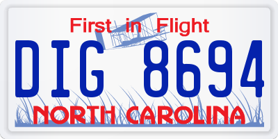NC license plate DIG8694