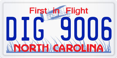 NC license plate DIG9006
