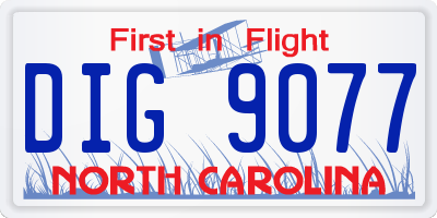 NC license plate DIG9077
