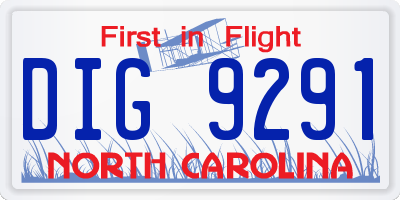 NC license plate DIG9291