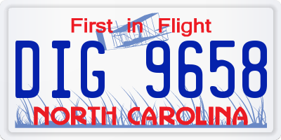 NC license plate DIG9658