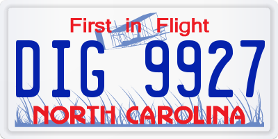 NC license plate DIG9927